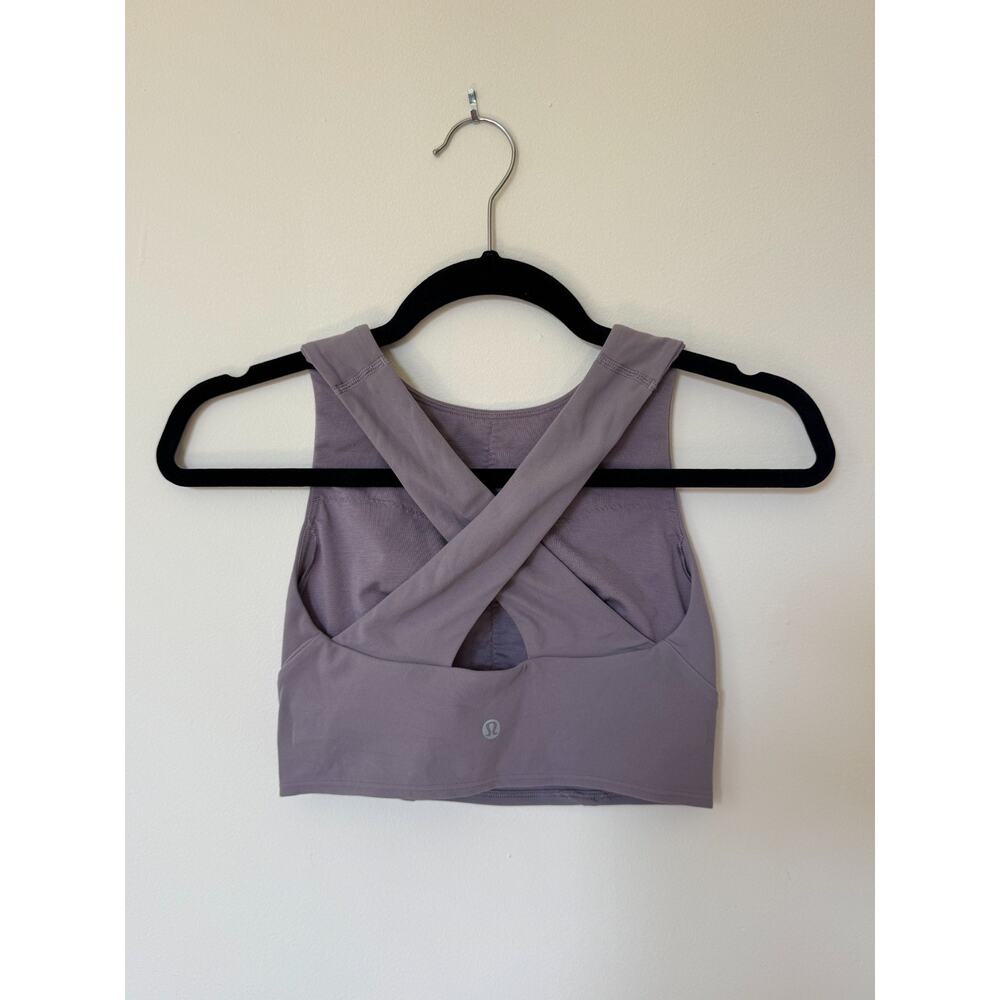 Lululemon Crossback Longline Crop Sports Bra Size 4/6 Lavender Purple High Neck - Picture 3 of 3